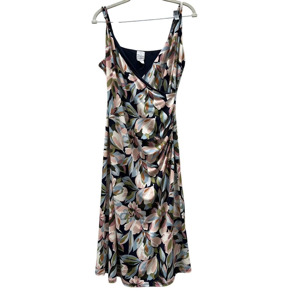 Joie Floral summer spring wedding guest dress Navy and Pink XL